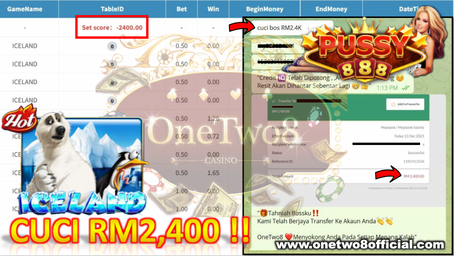 Muntah Duit ohhh ‼️Game Pussy888 "Iceland" Kasi Cuci 💰Rm2,400💰Game OneTwo8 Banyak ONG‼️
