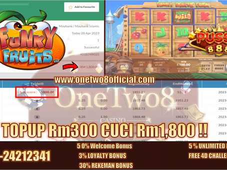 Cuci Rm1,800‼️Game Pussy888🍊Funky Fruits🍊ONG ONG Selalunya Muntah Hadiah Besar‼️TopUp Rm300 SHJ‼️