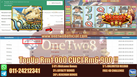 INI KALI LAH‼️Pussy888 Game⛵️Victory⛵️Kasi ONG Cuci💰Rm6,900💰OneTwo8 Paling Best lah, PM Skrg‼️