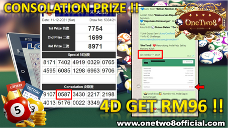 OneTwo8 4D Lottery Member Kene Rm96‼️Nombor 👉0587👈 Free Beli Rm1 Dekat DA MA CAI‼️