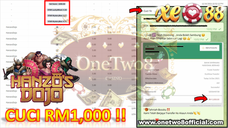 Company OneTwo8 Tak Habis-habis Cuci Oh‼️Game Xe88 "Hanzo's Dojo" Cincai pun Bagi 💰Rm1,000💰