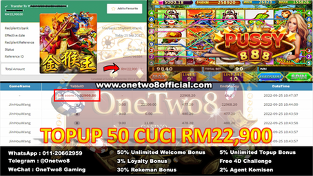 WOW‼️WOW‼️WOW‼️ Game Pussy888 "Jin Hou Wang" 🎰 Kasi Cuci💰Rm22,900💰Topup RM50 SAHAJA 💯