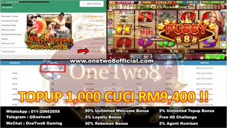 Company OneTwo8 Betul ‼️CUN‼️Game Pussy888 🎰JAPAN🎰 Kasi Cuci 💰Rm9,400💰 PM Sekarang 🙋