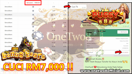 Game Pussy888 "Bonus Bear" TopUp Rm1,500 Muntah 💰Rm7,000💰Game OneTwo8 Banyak ONG‼️Jadi Kaya Skrg‼️