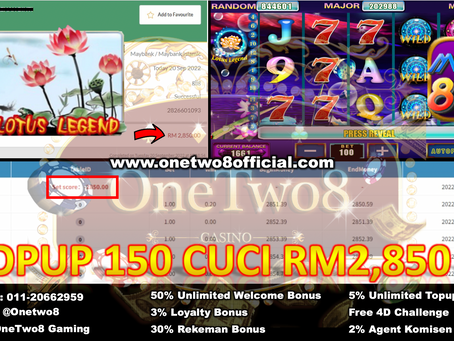 Muntah Duit LAGI ‼️GAME MEGA888 "Lotus Legend💪Topup RM150 Cuci RM2850‼️OneTwo8 Kasi Banyak ONG‼️‼️
