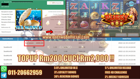TopUp Rm200 Cuci 💰Rm2,000💰918Kiss Game🐠Sea World🐠Cukup Bernilai Lah‼️Cepat PM Sekarang dan SPIN🎰