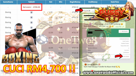 WOW‼️WOW‼️WOW‼️Game Pussy888 "Boxing" 🎰 Kasi Cuci💰Rm4,700💰OneTwo8 💯 Memang ONG‼️