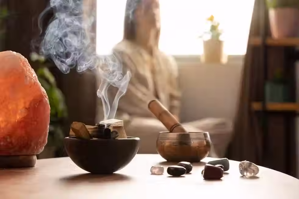 An image of a person conducting Reiki therapy in a calming environment