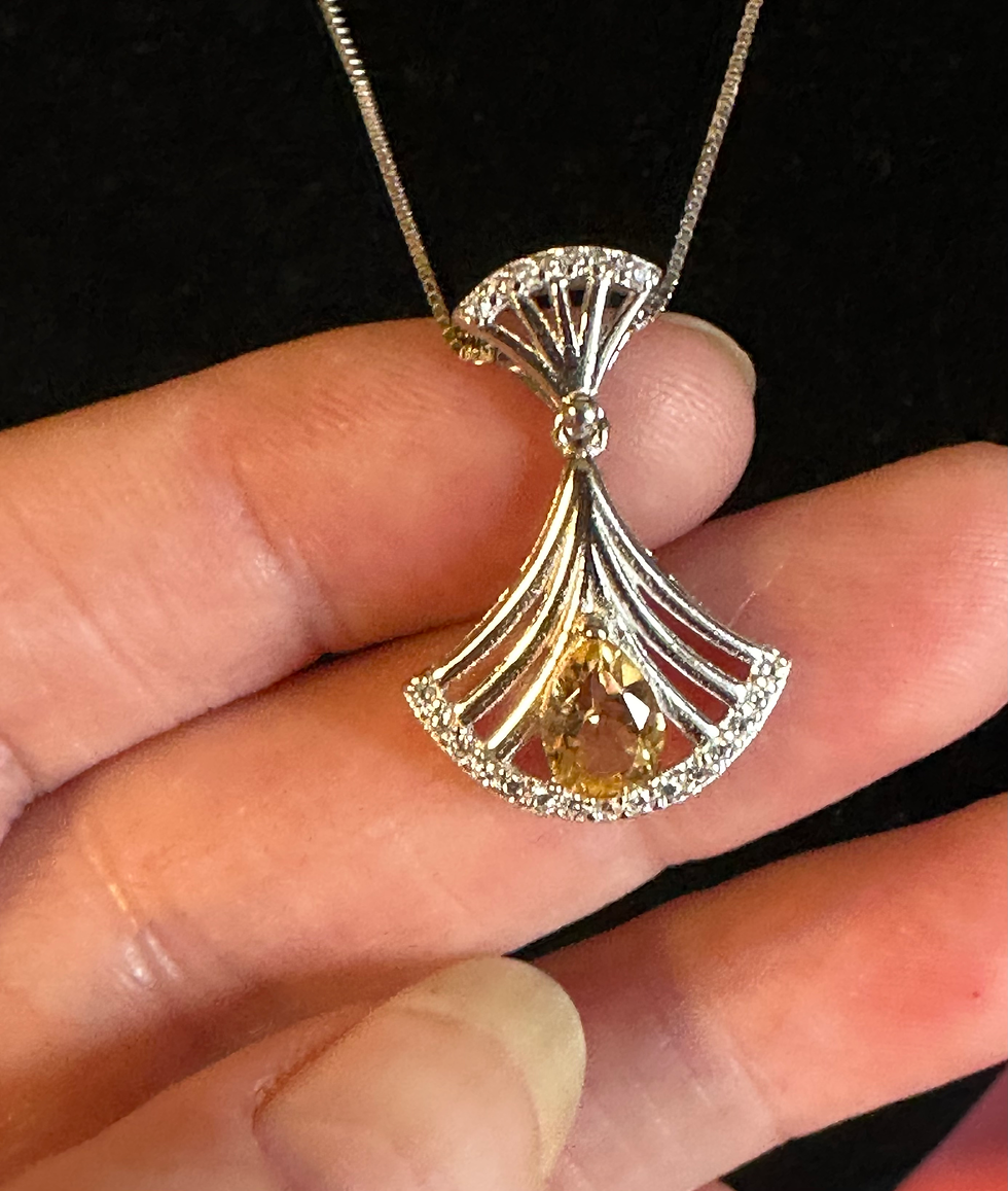 Sterling silver citrine & moissanite pendant on chain