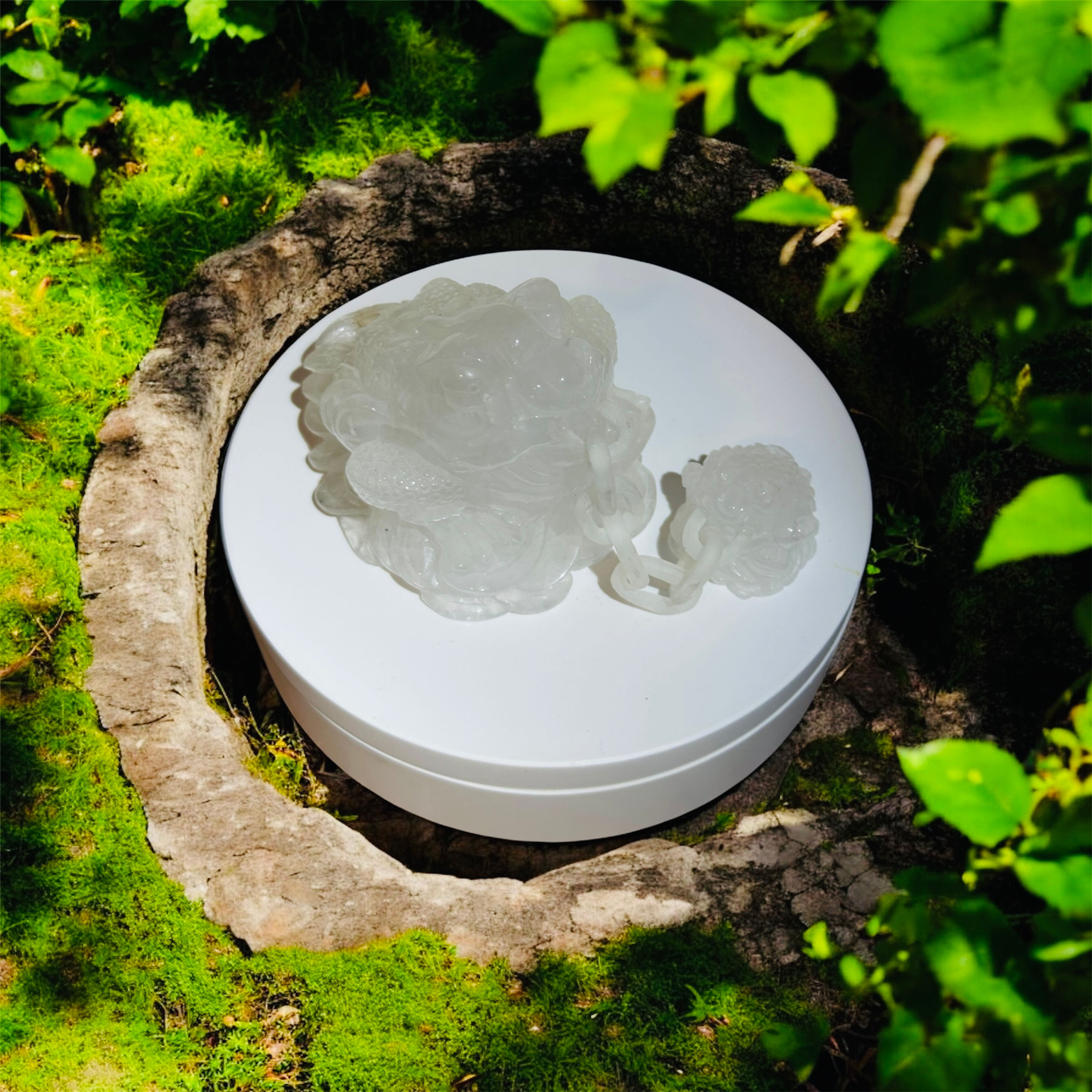 Clear Quartz money attachable money toads 