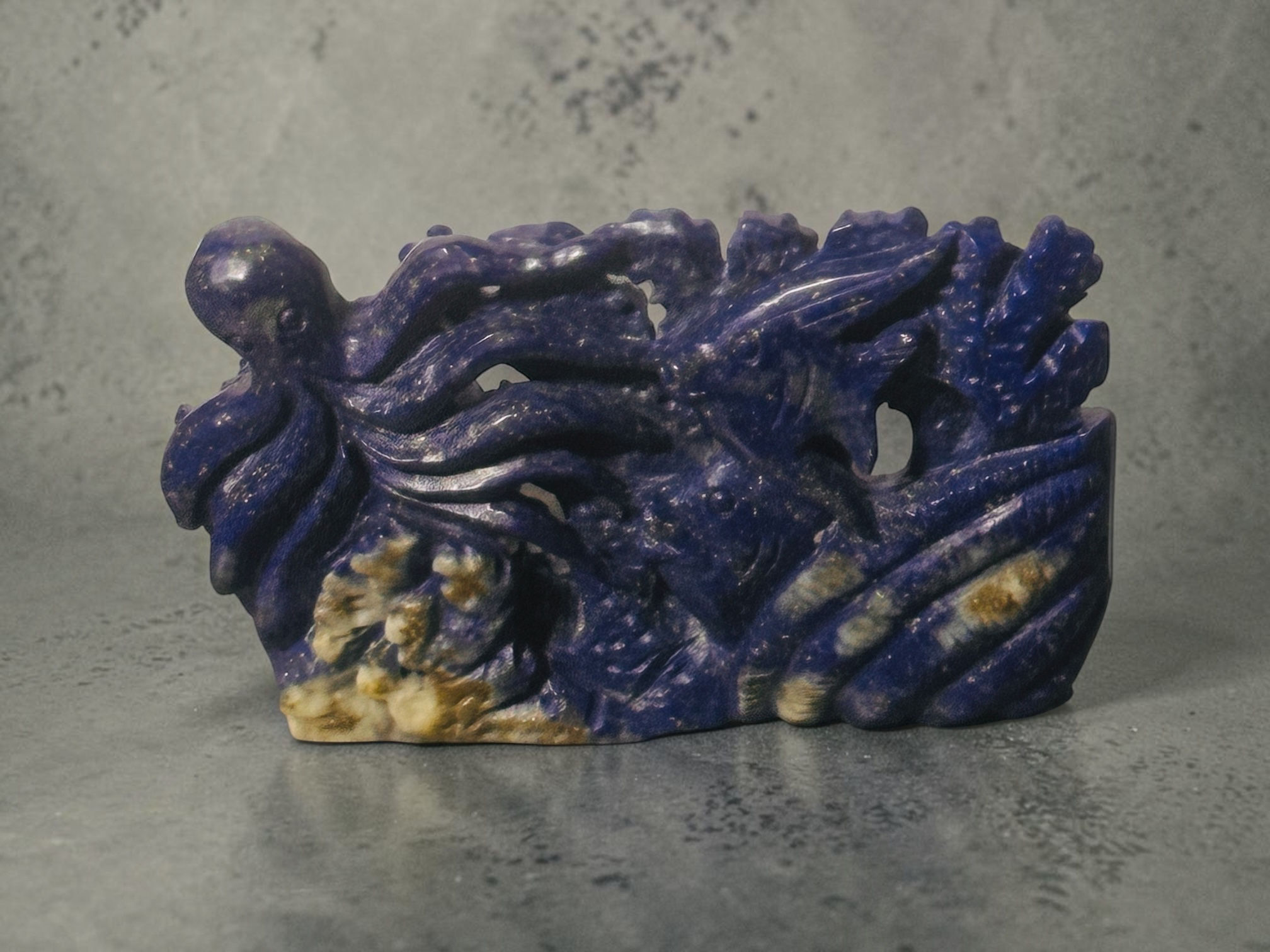 Under the sea small lapis lazuli carving