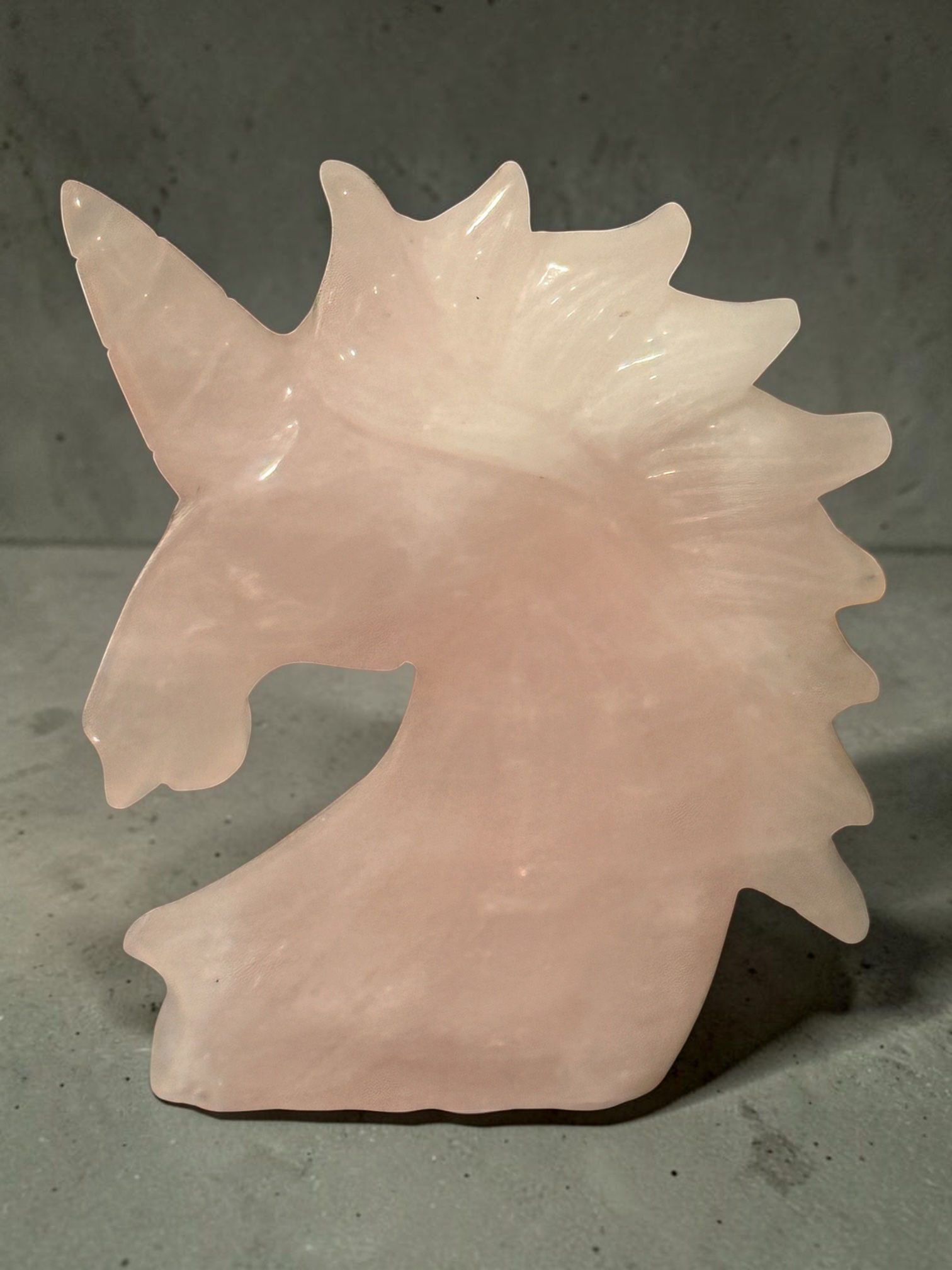Rose quartz hand carved unicorn