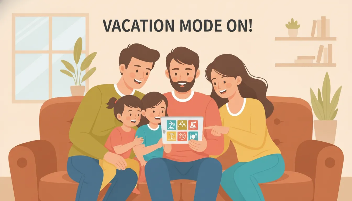 A family selecting activities on a mobile application
