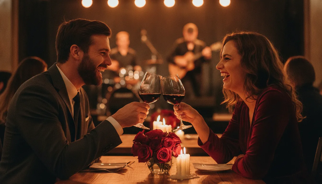 Couple enjoying date night packages with dinner after a show