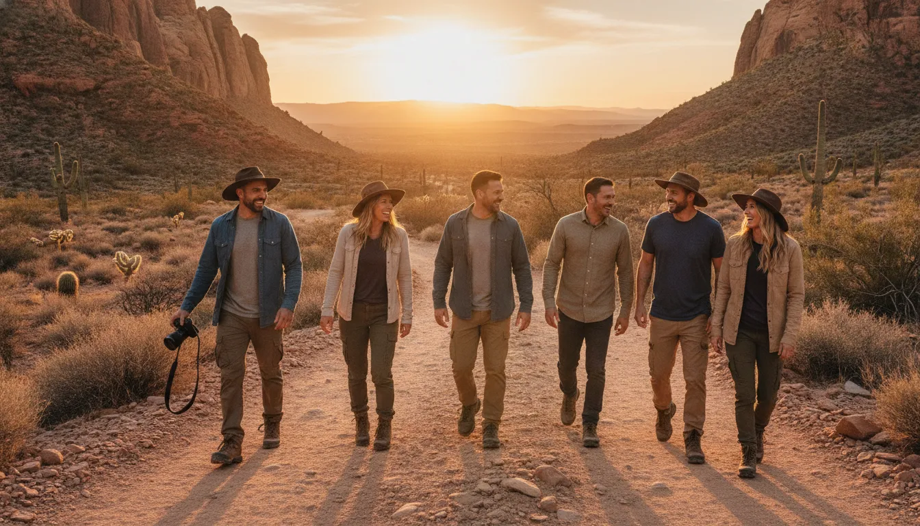 Friends enjoying a red rock desert experience near Las Vegas