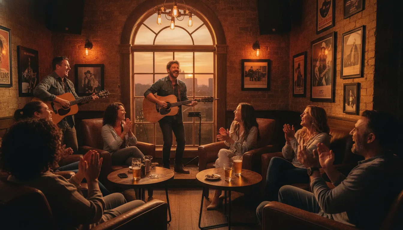 Travelers enjoying a live music performance in Nashville