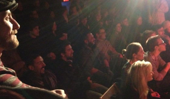 Resident judge Donald Garverick and a sold out crowd at The Cabaret Showdown at The Kraine Theatre