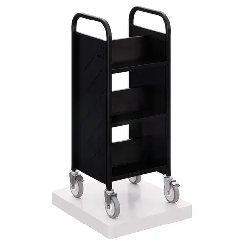 Miniaturbild: Demco® LibraryQuiet™ Double-sided End-of-range Booktruck, 6 Sloped Shelves