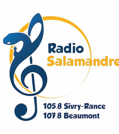 logo de la radio nommée Radio Salamandre. 105.8fm Sivry-Rance et 107.8 Beaumont