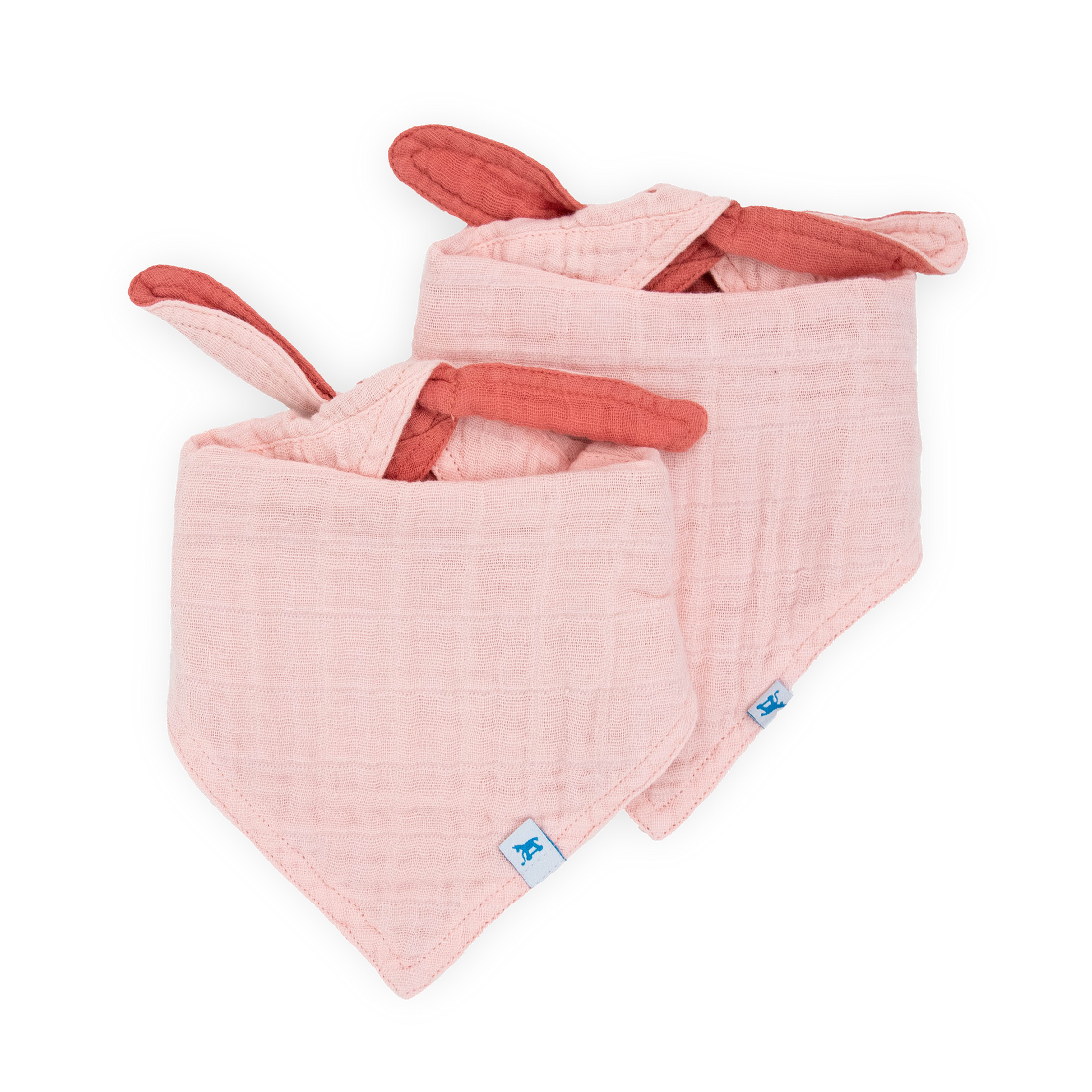Cotton Muslin Reversible Bandana Bib 2 Pack Rose Petal
