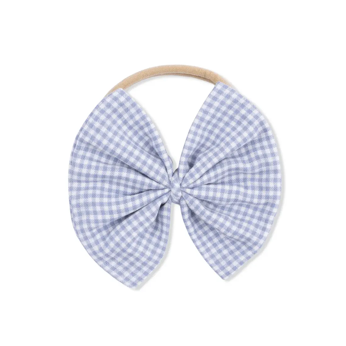 Micro Gingham Blue Blizzard - Bow on Headband