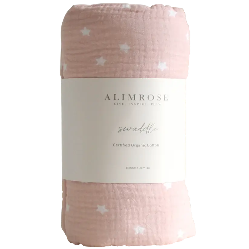 Muslin Swaddle Starry Night Pink