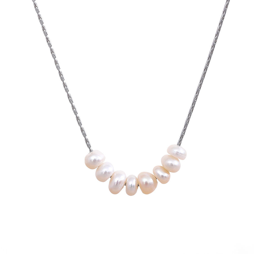 Thumbnail: Yhpup Tarnish Free Natural Pearl Beads Chic Exquisite Necklace Thin Chain Stainl