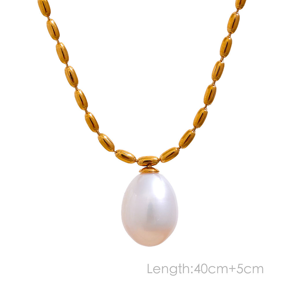 Thumbnail: Yhpup Tarnish Free Natural Pearl Beads Chic Exquisite Necklace Thin Chain Stainl