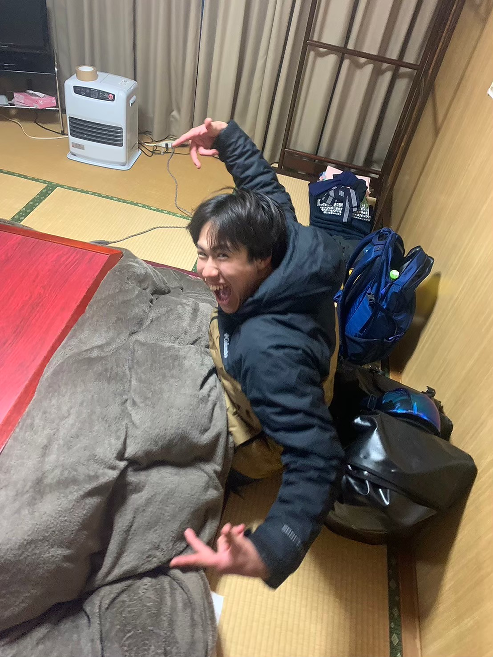 温泉付きの宿に感動する松野