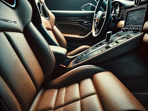 DALL·E 2024-06-14 19.03.35 - A detailed shot of a Porsche's interior, focusing on the clea
