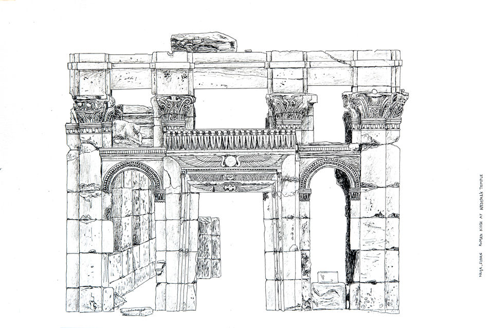 Roman Kiosk at Apedemak temple (Hathor temple?)
Naqa, Nubia, Sudan,
Helenistic Style,16°16'07.4"N 33°16'22.7"E
Material: Stone