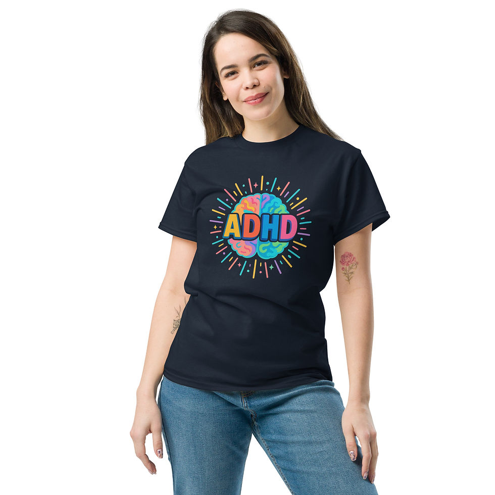 Thumbnail: "ADHD" Unisex T-Shirt – Colorful Brain Graphic | Neurodivergent Awareness 