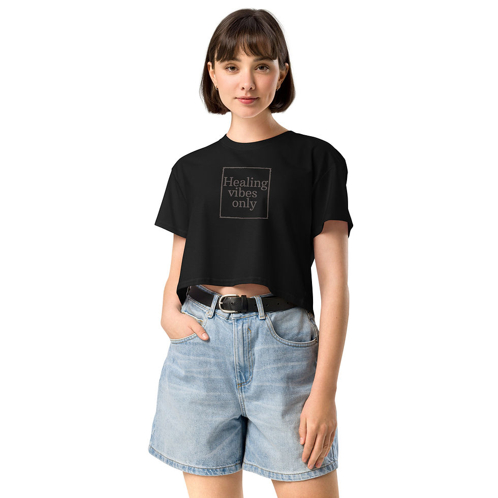 Thumbnail: ealing Vibes Only crop top for women promoting mental health