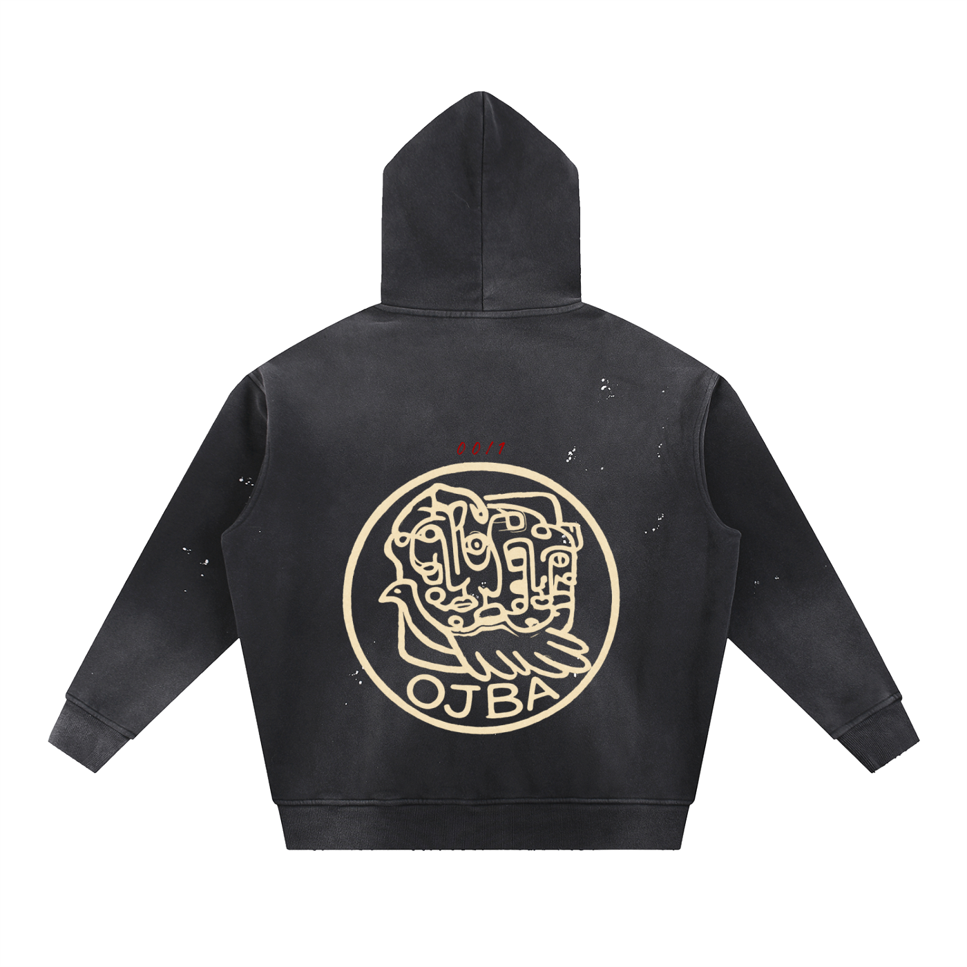 OJBA Original 00/1 Vintage Washed Frayed Fleece Hoodie