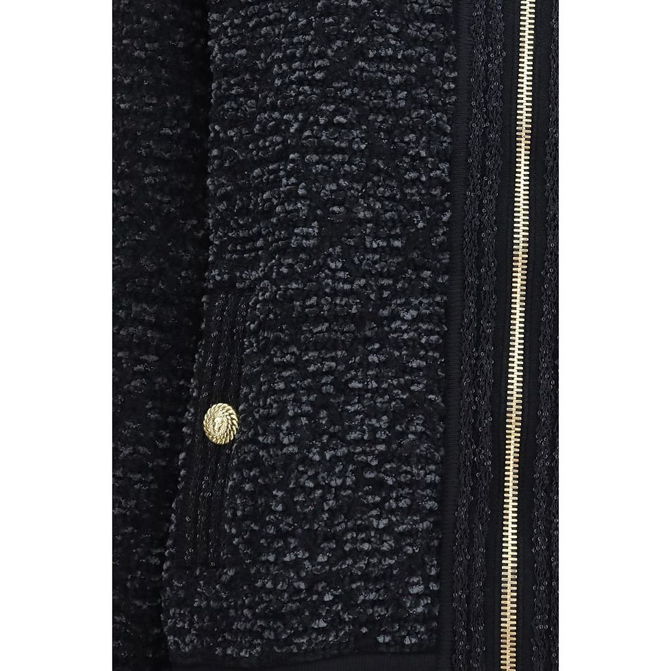 Thumbnail: Balmain Black Viscose Bomber