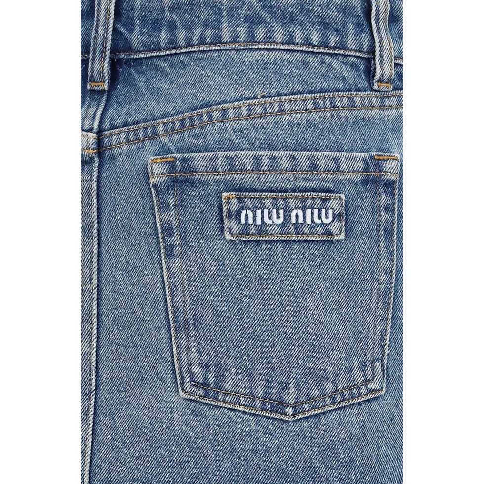 Miniatura: Miu Miu Blue Cotton Mini Skirt