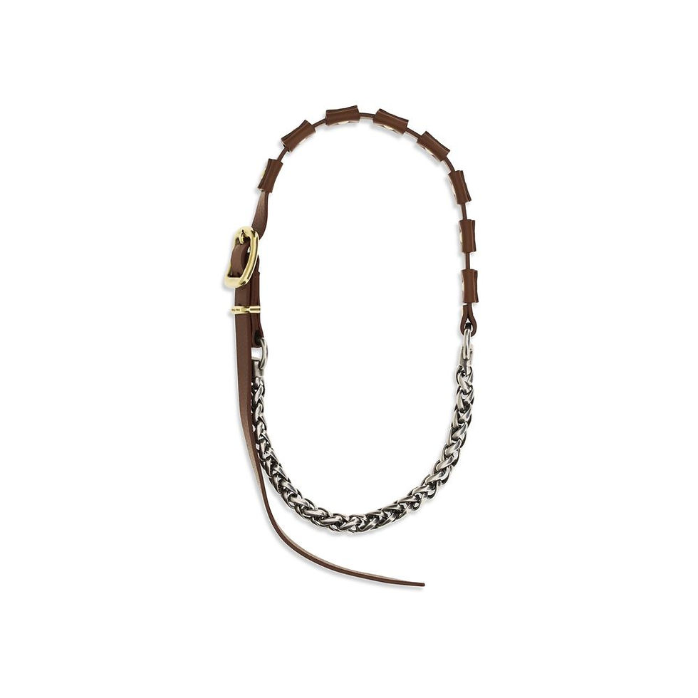Thumbnail: Miu Miu Brown Calf Leather Bos Taurus Necklace
