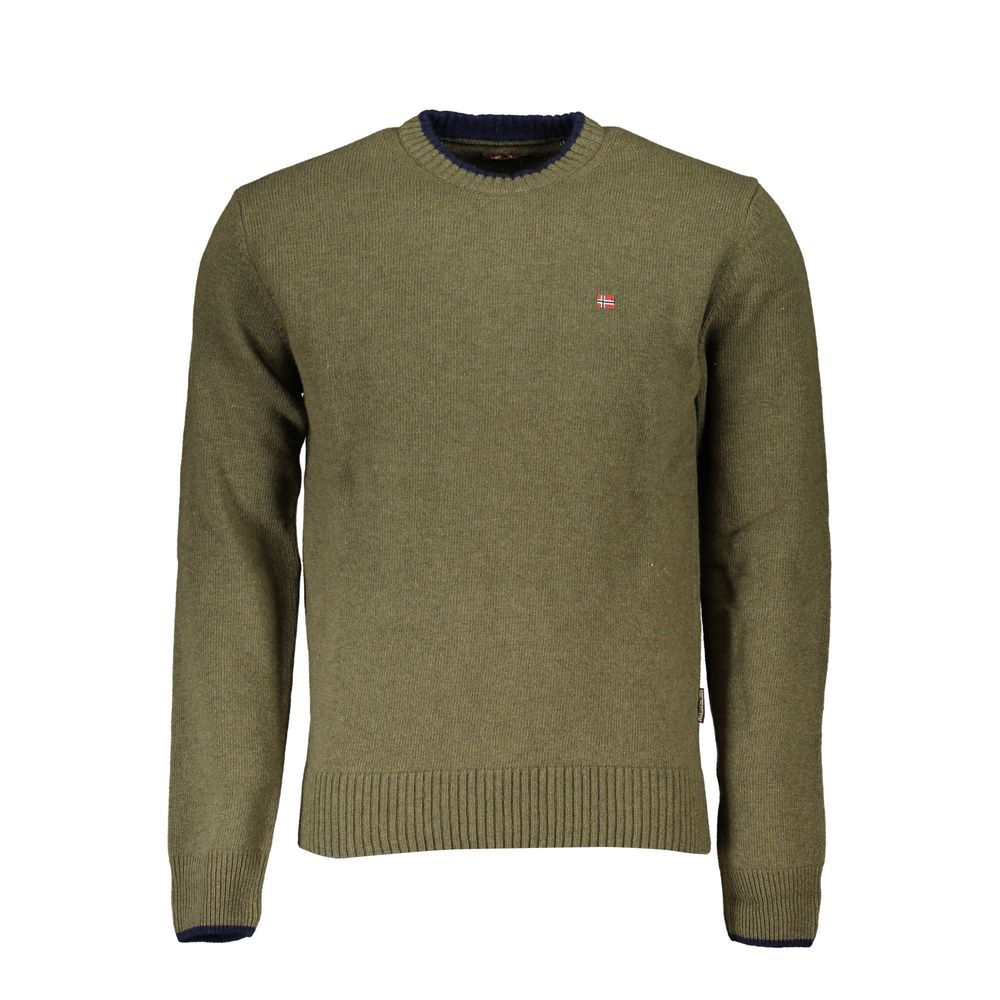 Green Fabric Men Sweater