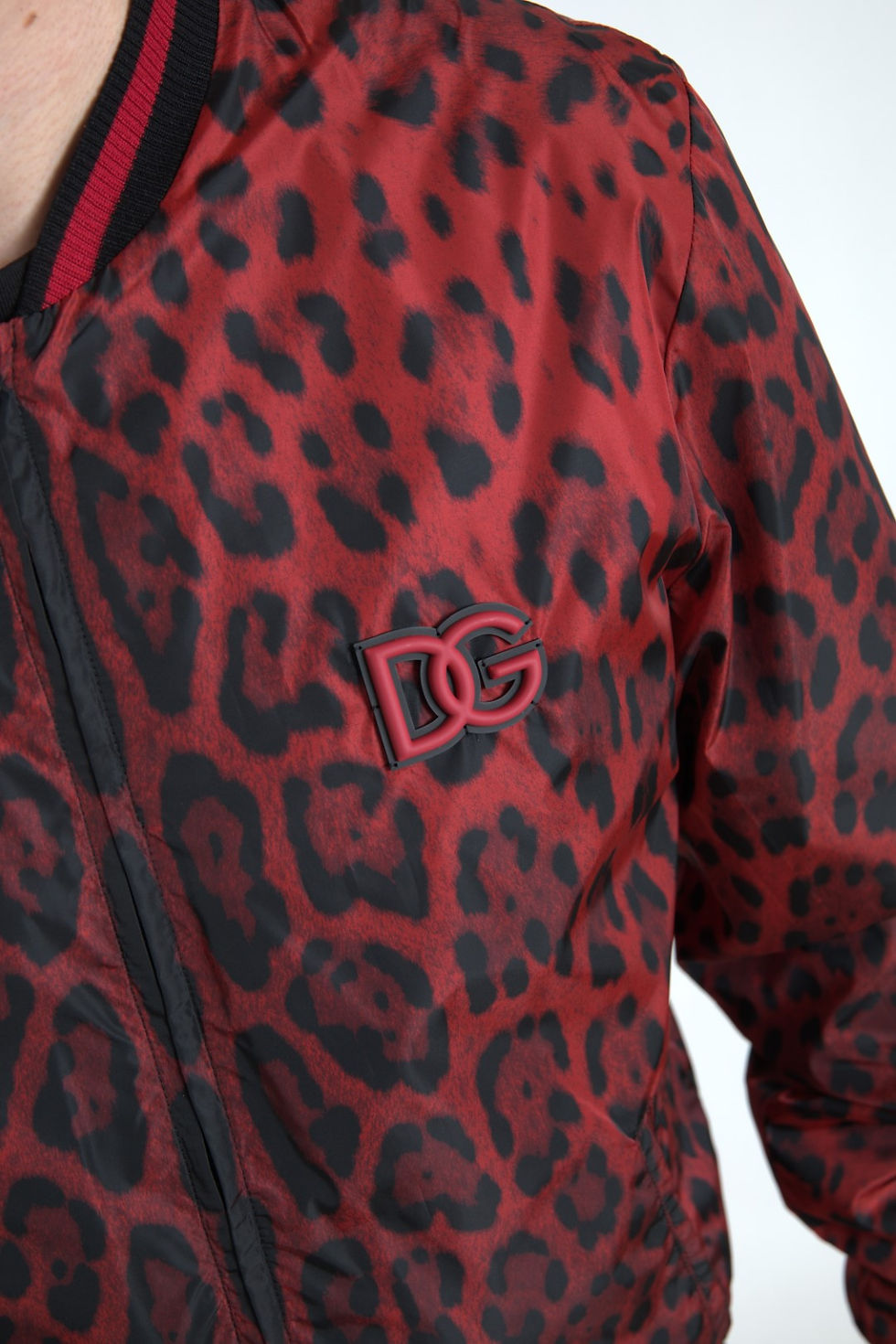 Thumbnail: Red Leopard Bomber Short Coat Jacket