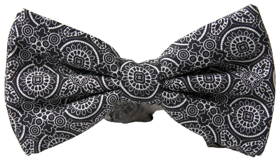 Miniatura: Black White Pattern Adjustable Neck Papillon Bow Tie