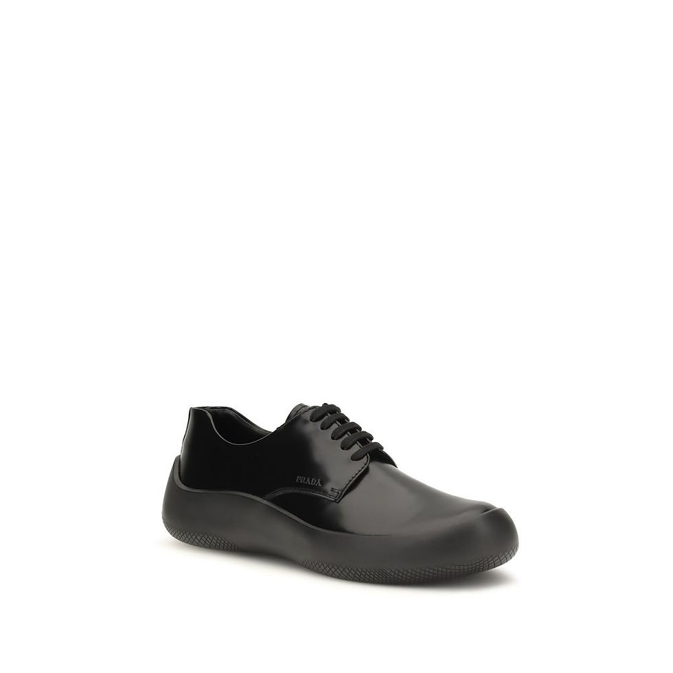 Miniatura: Prada Black Calf Leather Bos Taurus Low Top Sneakers