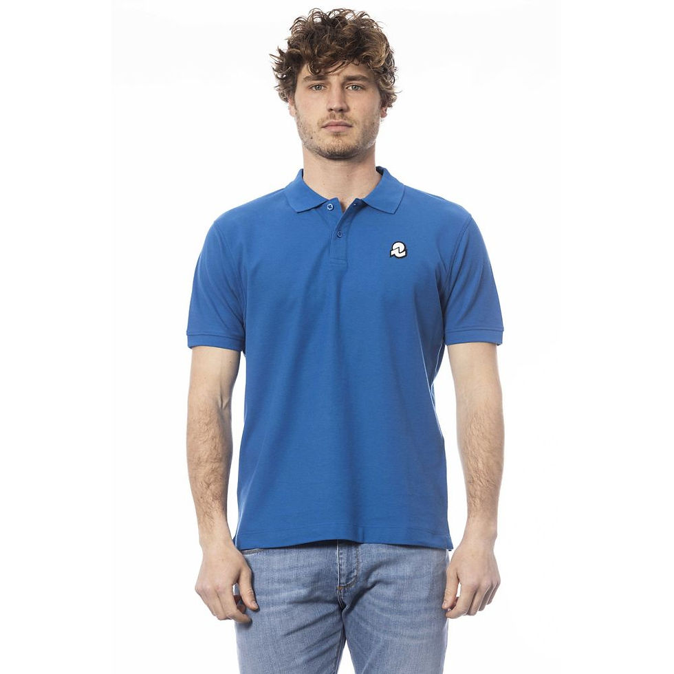 Thumbnail: Blue Cotton Men Polo Shirt
