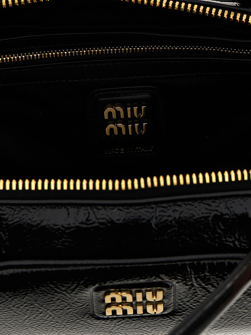 Thumbnail: Miu Miu Black Lamb Leather Handbag