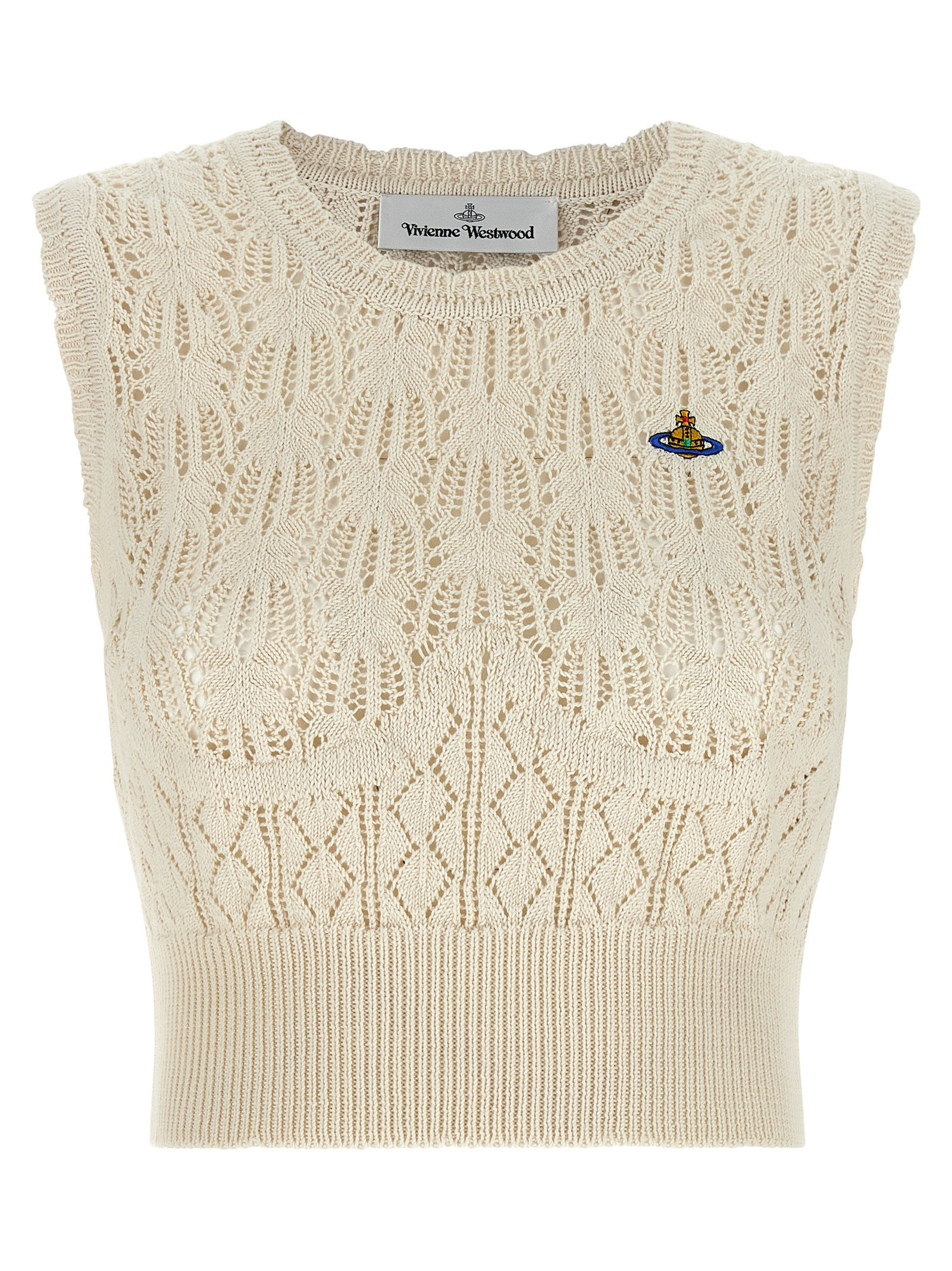 Vivienne Westwood Beige Cotton Sleeveles T-Shirt