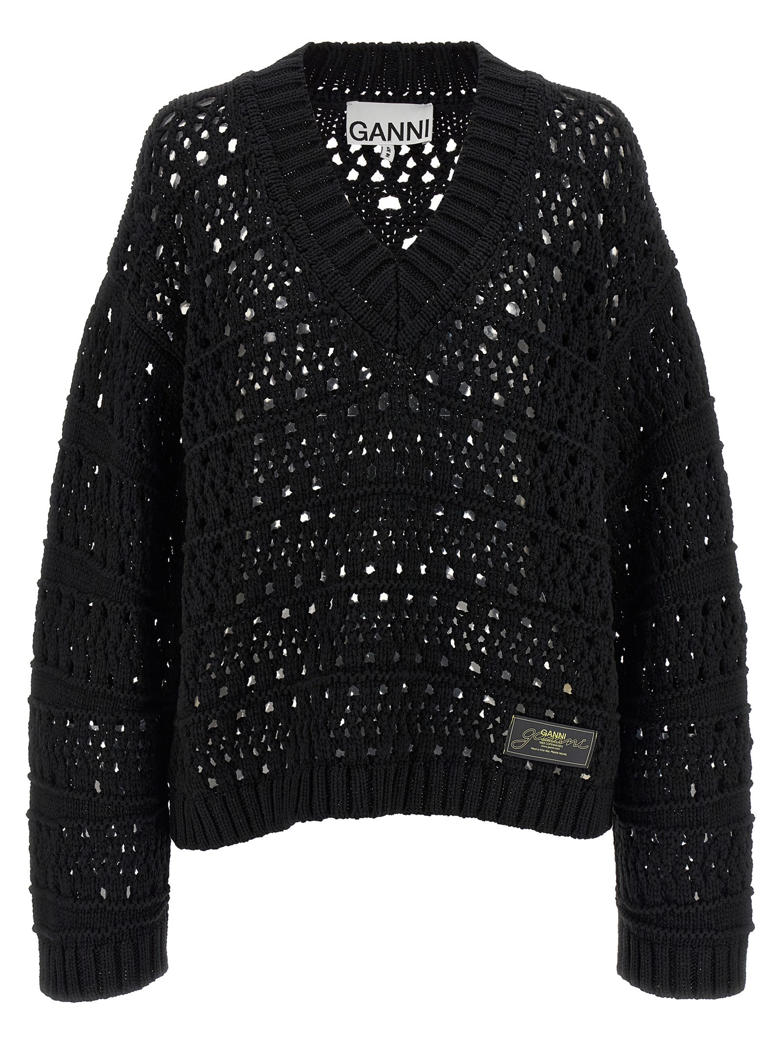 Ganni Black Cotton Cardigan