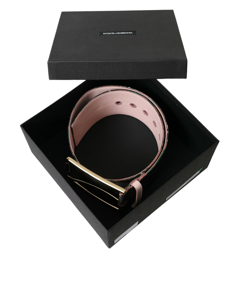 Miniatura: Multicolor Floral Jacquard Lurex Gold Buckle Belt