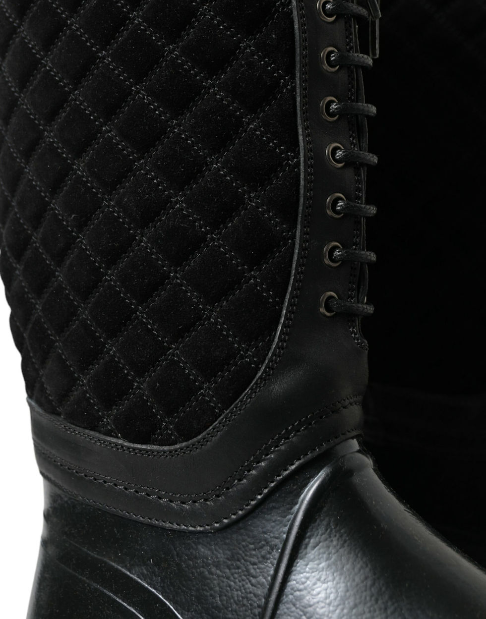 Miniatura: Black Chioggia Rubber Suede Rain Boots Shoes