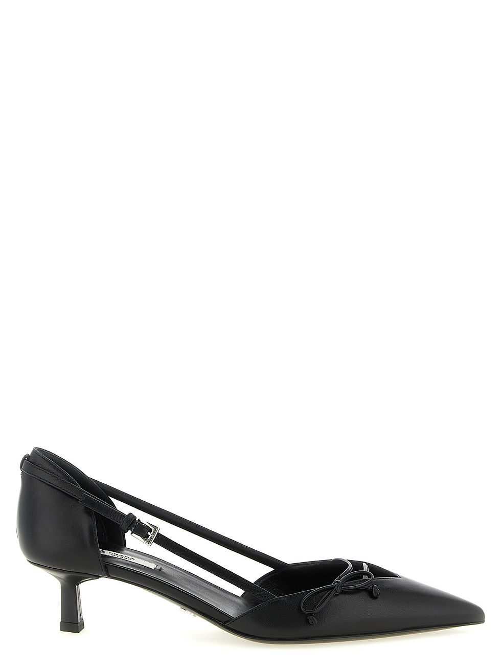 Thumbnail: Prada Black Goatskin Mid Heel Pumps