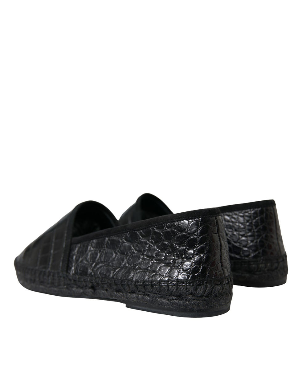 Miniatura: Black Exotic Leather Espadrilles Slip On Shoes