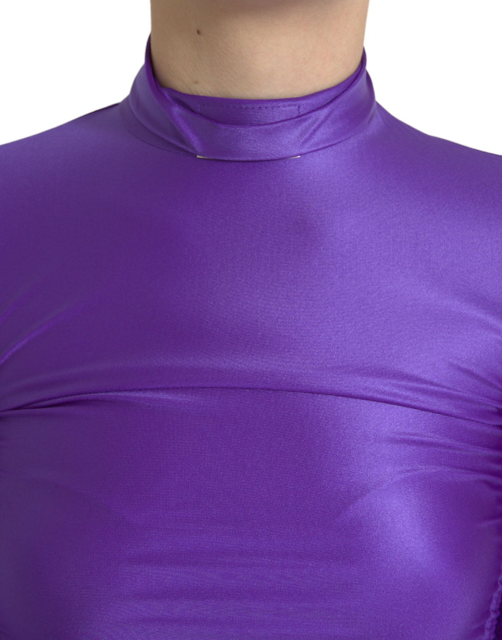 Miniatura: Purple Nylon Stretch Slim Long Sleeves Top
